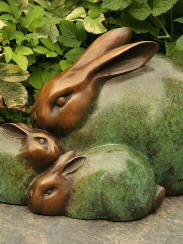 Bronze sculpture: Rabbits by Georgia Gerber