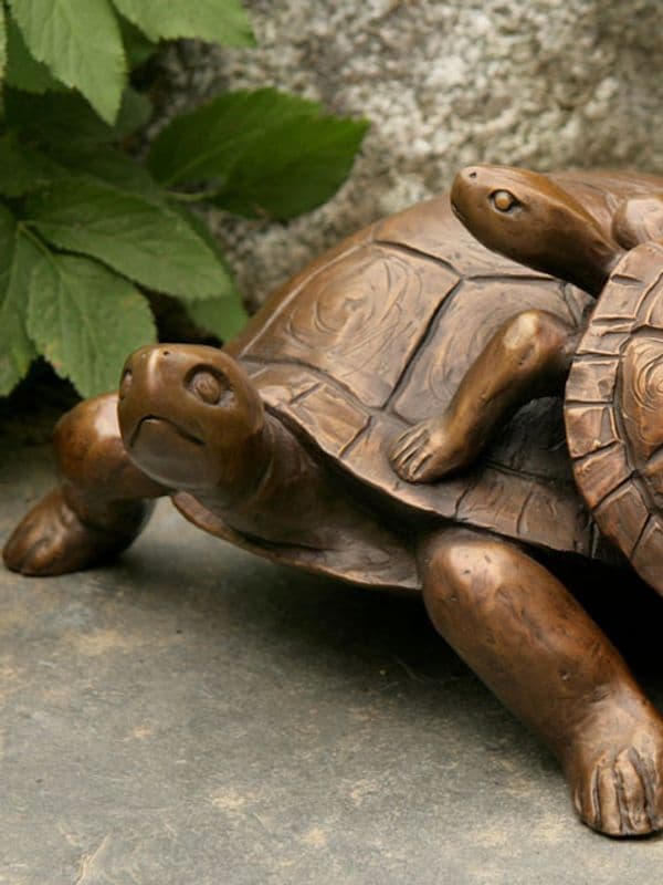 Bronze sculpture: Turtle & Yearling by Georgia Gerber