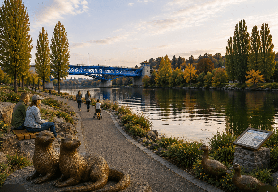 Artist rendering of the sculpture garden along the Fremont Canal