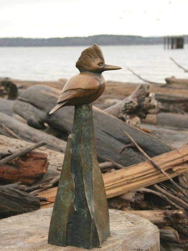 Bronze sculpture: Kingfisher by Georgia Gerber
